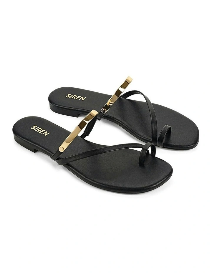 Miles Strappy Flat Sandals in Black image 2