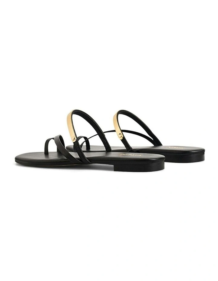 Miles Strappy Flat Sandals in Black image 3
