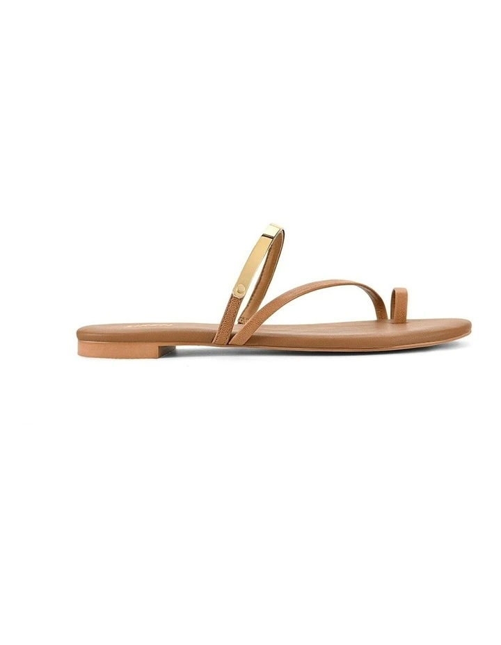 Miles Strappy Flat Sandals in Tan image 1