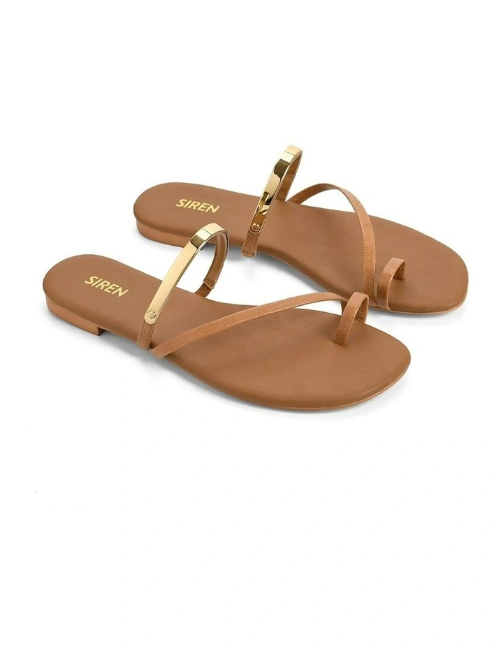 Miles Strappy Flat Sandals in Tan image 2