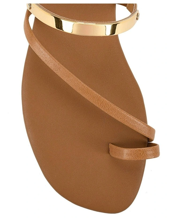 Miles Strappy Flat Sandals in Tan image 4