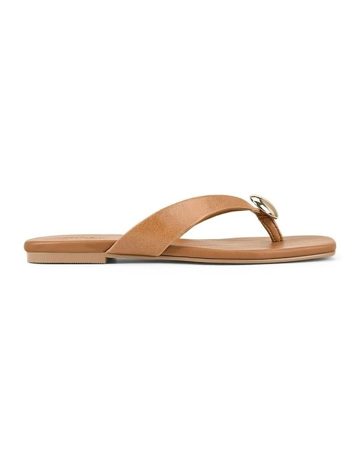 Evie Strappy Flat Sandals in Tan Leather image 1