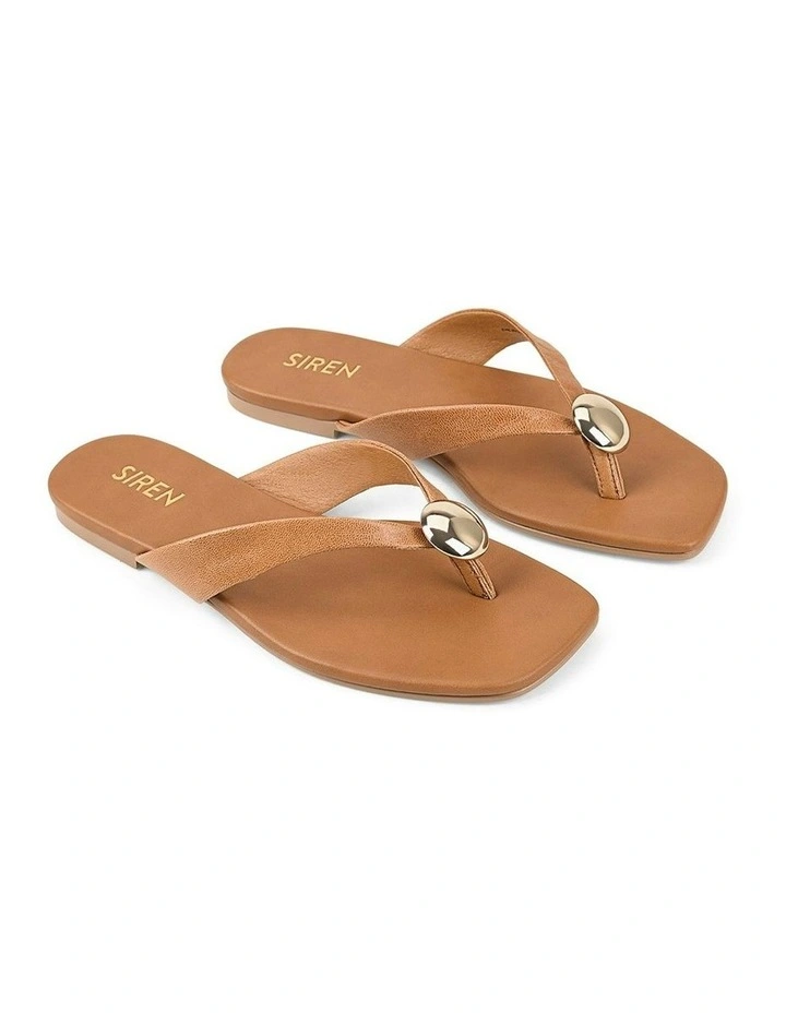 Evie Strappy Flat Sandals in Tan Leather image 2