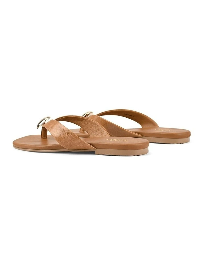 Evie Strappy Flat Sandals in Tan Leather image 3