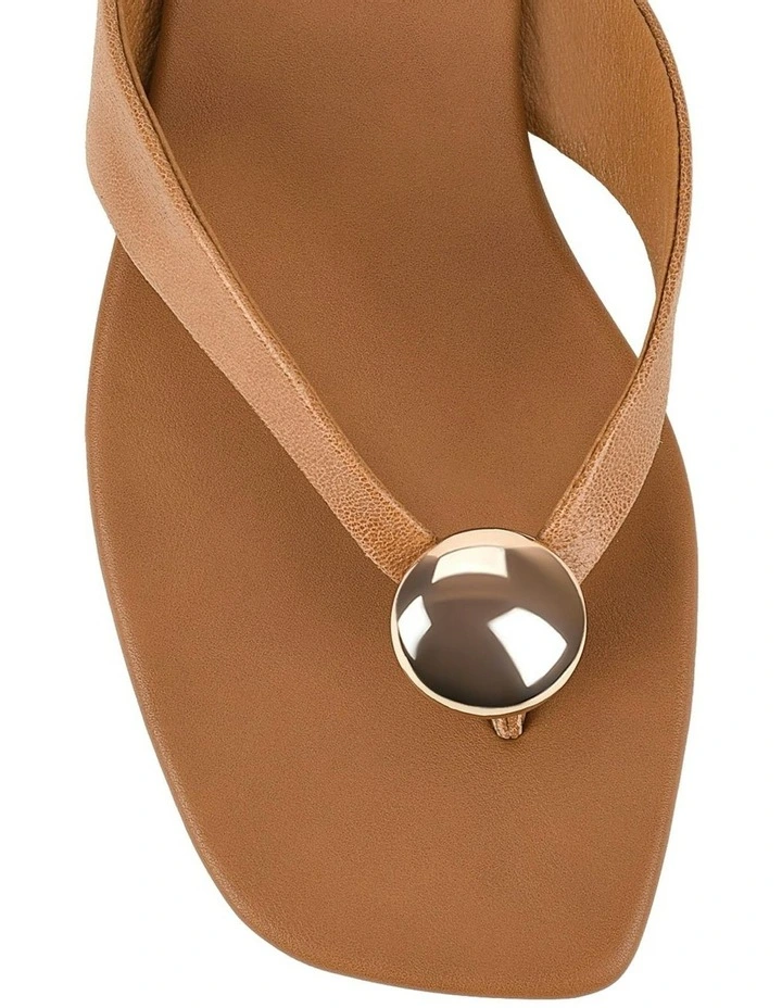 Evie Strappy Flat Sandals in Tan Leather image 4