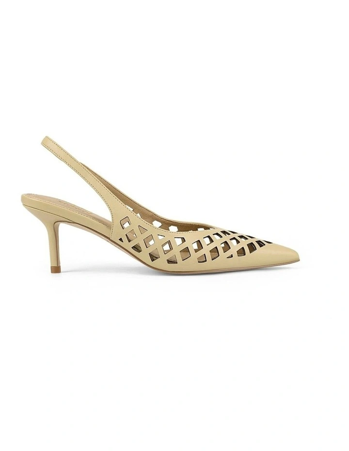 Yovanna Sling Back Kitten Heel in Custard Yellow Leather image 1
