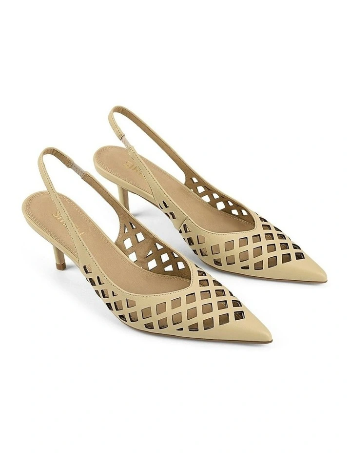 Yovanna Sling Back Kitten Heel in Custard Yellow Leather image 2