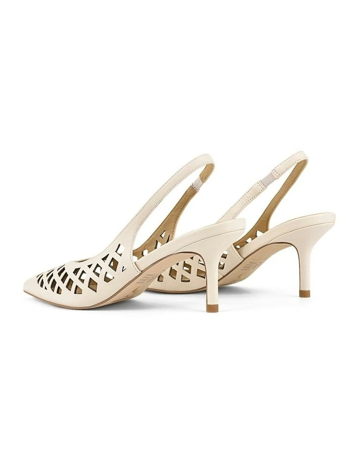 Yovanna Sling Back Kitten Heel in Cream White Leather image 3