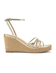Reagan Rope Wedges in Gold Metallic Leather