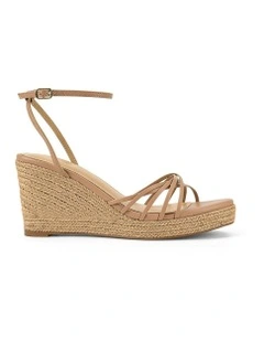 Reagan Rope Wedges in Almond Tan Leather