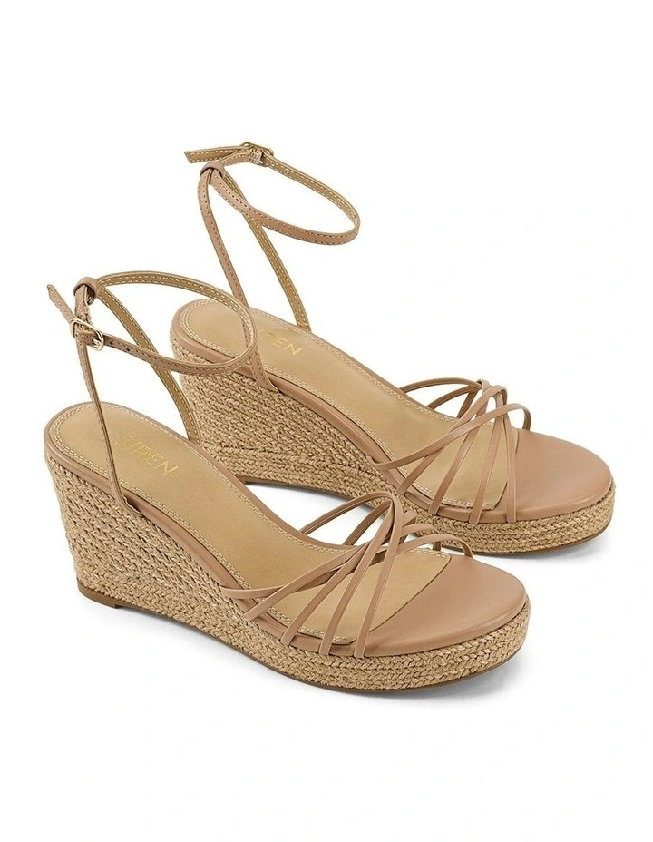 Reagan Rope Wedges in Almond Tan Leather image 2