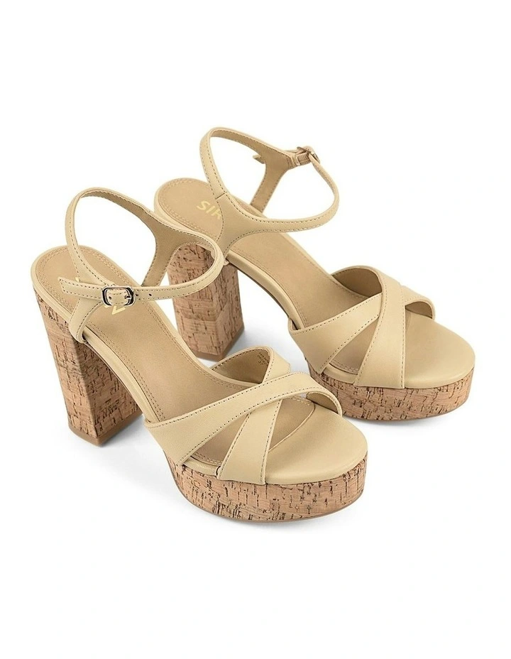 Hannah Platform Sandals in Custard Yellow Leather & Cork image 2