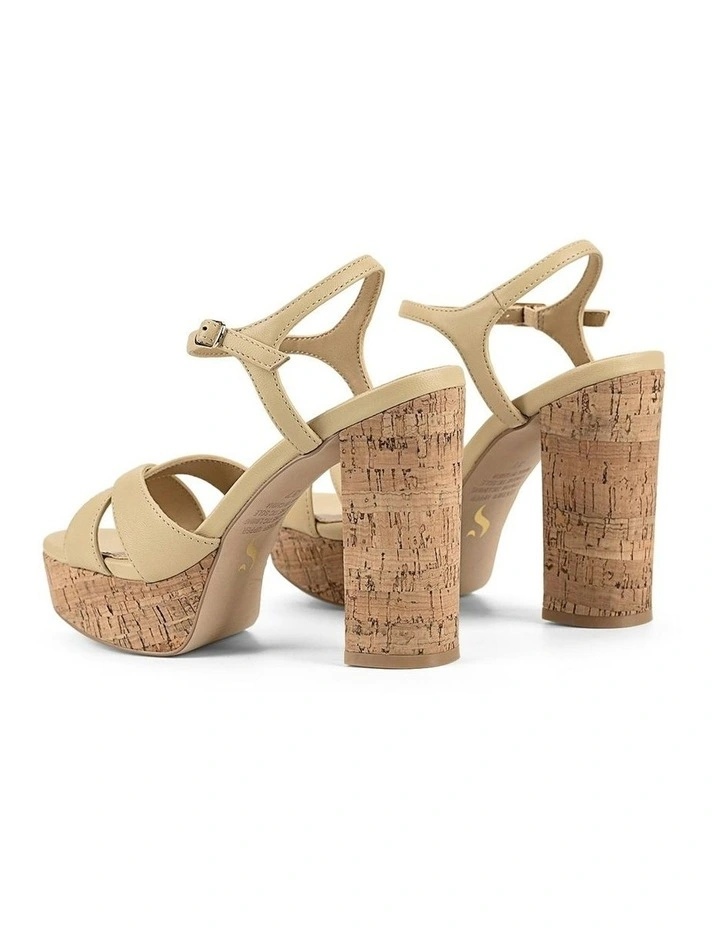 Hannah Platform Sandals in Custard Yellow Leather & Cork image 3