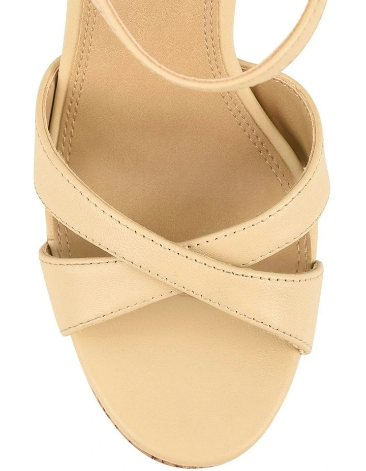 Hannah Platform Sandals in Custard Yellow Leather & Cork image 4