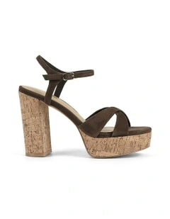 Hannah Platform Sandals in Chocolate Brown Suede & Cork