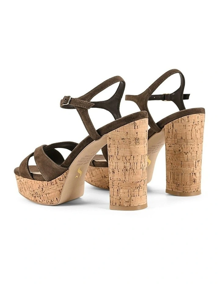 Hannah Platform Sandals in Chocolate Brown Suede & Cork image 3