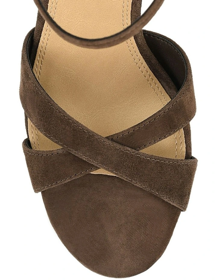 Hannah Platform Sandals in Chocolate Brown Suede & Cork image 4