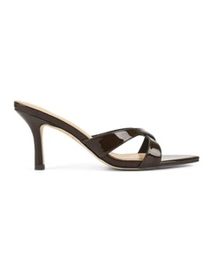 Maple Point Toe Mules in Chocolate Brown Patent Leather