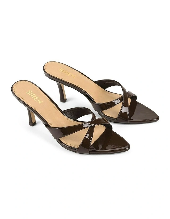Maple Point Toe Mules in Chocolate Brown Patent Leather image 2