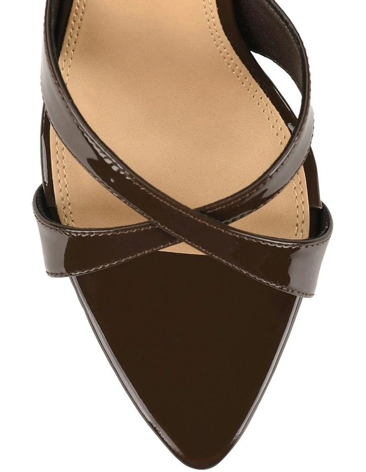 Maple Point Toe Mules in Chocolate Brown Patent Leather image 4