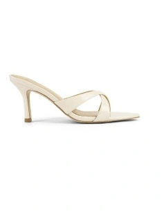 Maple Point Toe Mules in Cream White Patent Leather