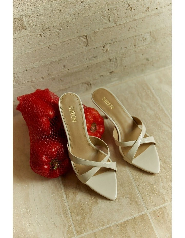Maple Point Toe Mules in Cream White Patent Leather image 2