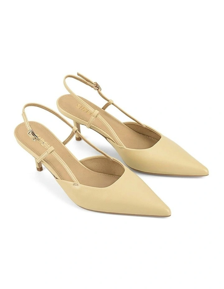 Yoyo Slingback Kitten Heels in Custard Yellow Leather image 2