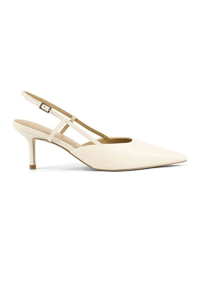 Yoyo Slingback Kitten Heels in Cream White Leather image 1