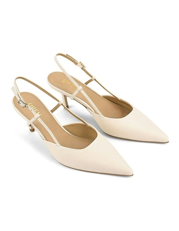 Yoyo Slingback Kitten Heels in Cream White Leather image 2