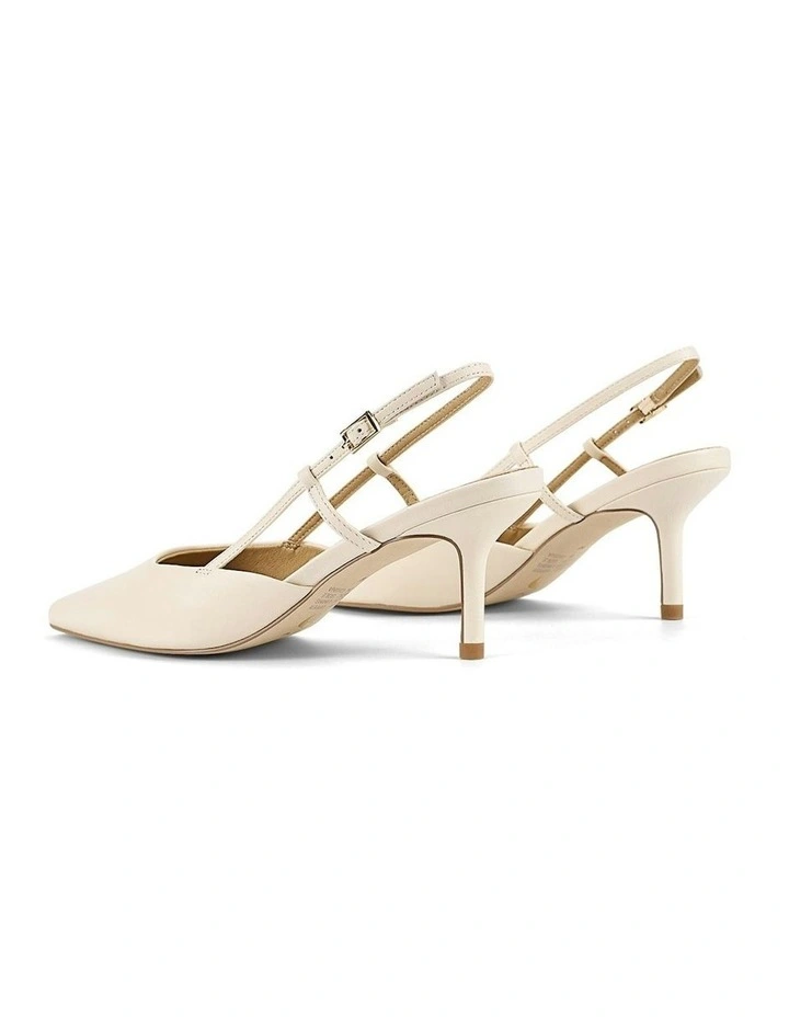 Yoyo Slingback Kitten Heels in Cream White Leather image 3