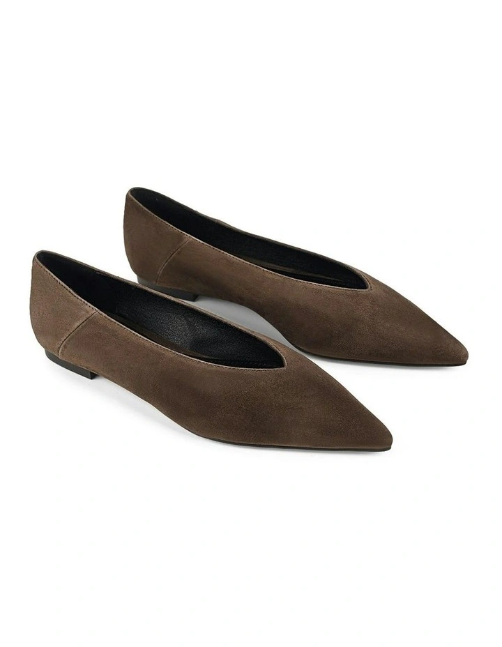 Locke Flat Pumps in Chocolate Brown Suede image 2
