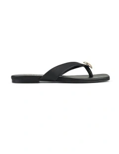 Evie Strappy Flat Sandals in Black
