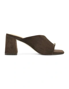 Stanton Block Heel Mules in Chocolate Brown Suede