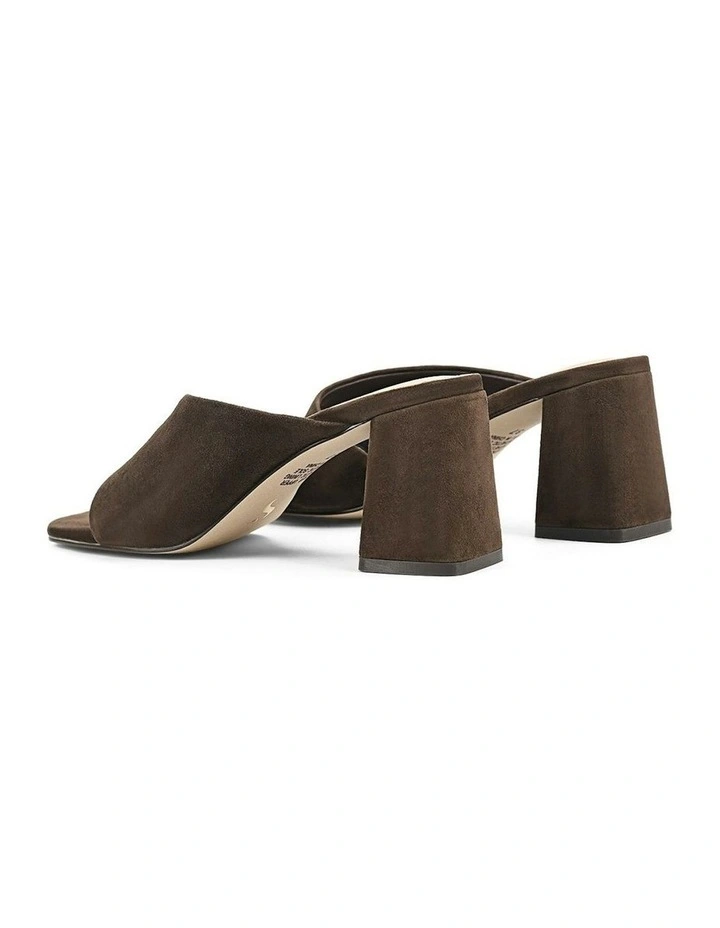 Stanton Block Heel Mules in Chocolate Brown Suede image 4