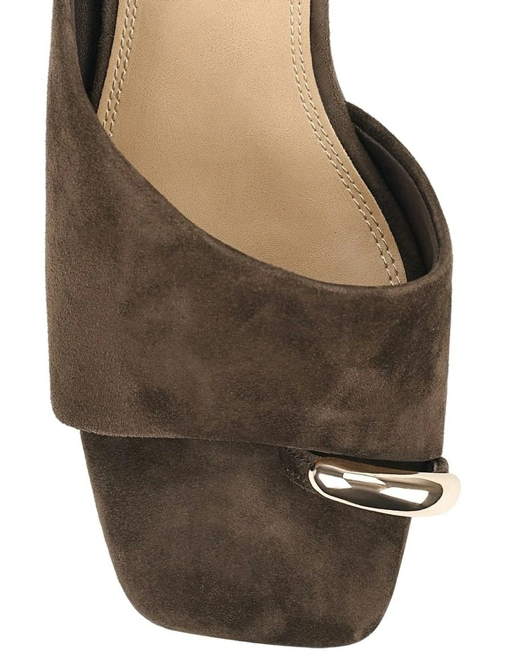Stanton Block Heel Mules in Chocolate Brown Suede image 5