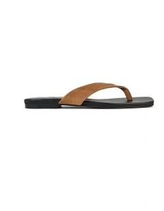 Evita Flat Thongs in Tobacco Brown
