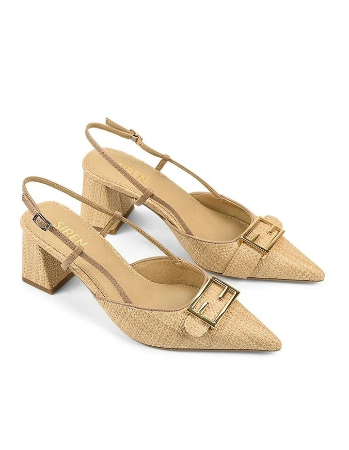 Yass Sling Back Block Heels in Almond Tan image 3