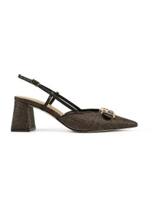 Yass Sling Back Block Heels in Brown