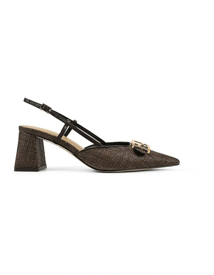 Yass Sling Back Block Heels in Brown image 1