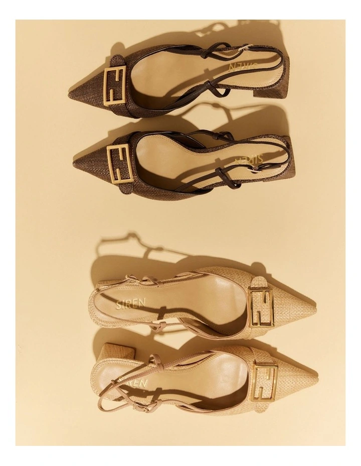 Yass Sling Back Block Heels in Brown image 2