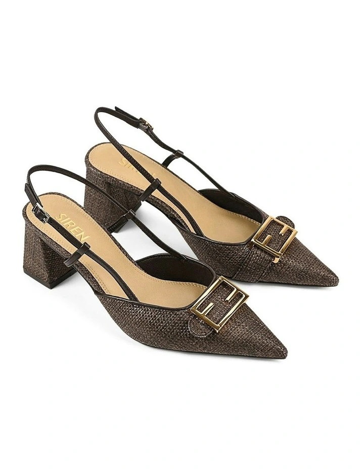 Yass Sling Back Block Heels in Brown image 3