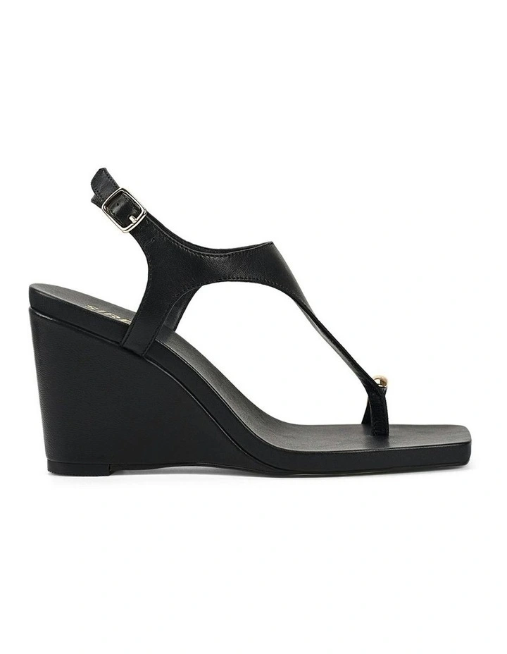 Melbourne Strappy Leather Wedges in Black image 1