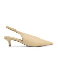 Fly Point Toe Leather Slingbacks in Yellow