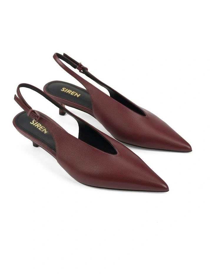 Fly Point Toe Leather Slingbacks in Wine image 2