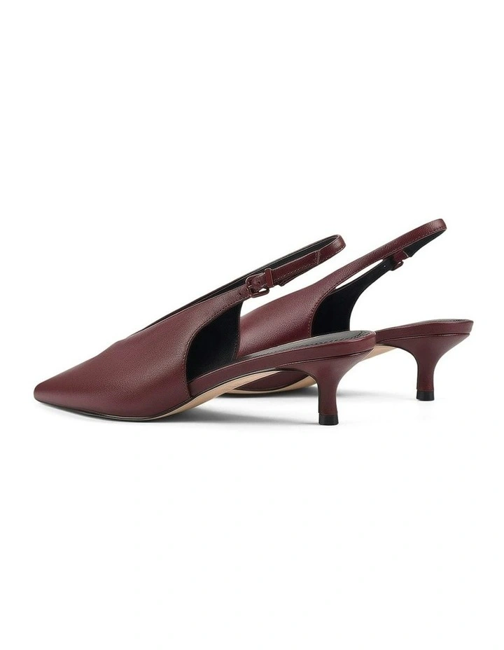 Fly Point Toe Leather Slingbacks in Wine image 3