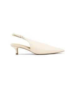 Fly Point Toe Leather Slingbacks in Cream