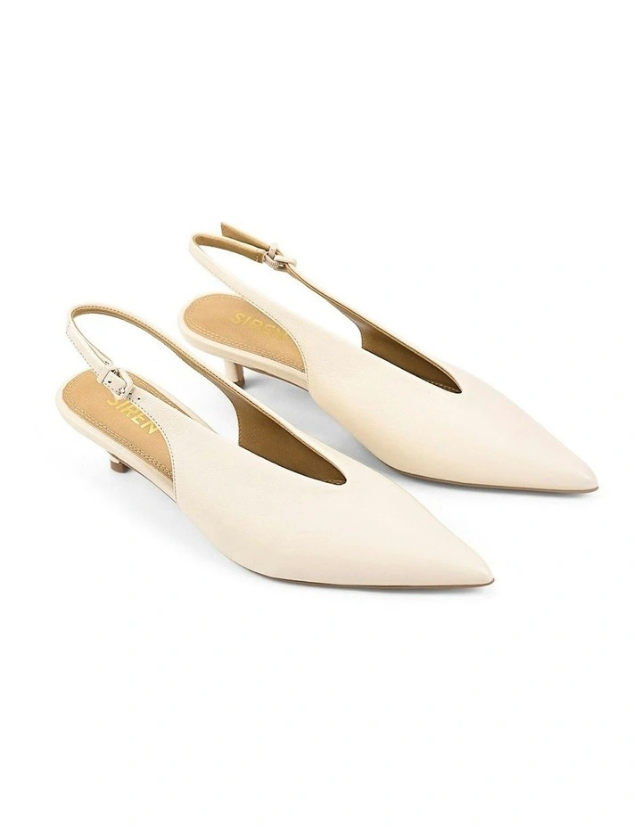 Fly Point Toe Leather Slingbacks in Cream image 3