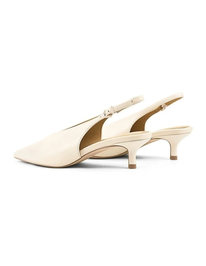 Fly Point Toe Leather Slingbacks in Cream image 4