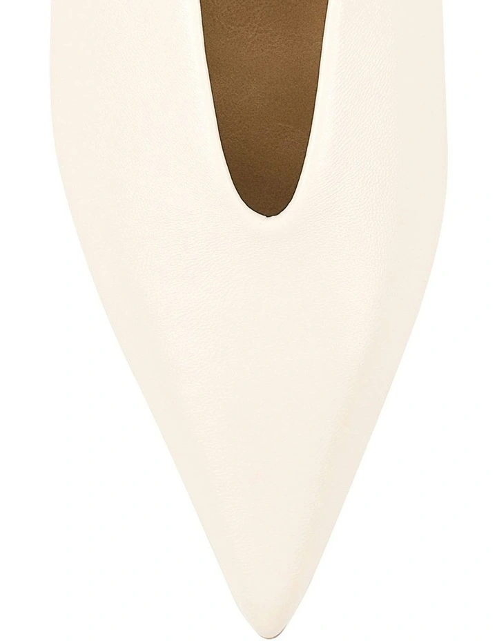 Fly Point Toe Leather Slingbacks in Cream image 5