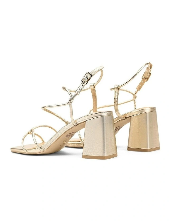 Strike Strappy Block Heels in Gold Metallic Leather image 3
